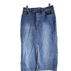 Duplex By Tyte Women’s Vintage Y2K Denim Blue Jeans Maxi Skirt Modest Size 12